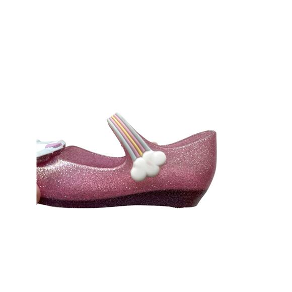 Mini Melissa Unicorn Pink Sparkle Ultragirl Flats Size 7 - Picture 4 of 5